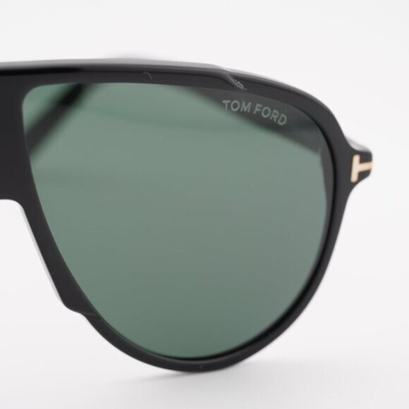 Tom Ford FT1211 01N Vladimir Sunglasses Shiny Black Aviator Frame, Green Lenses main image 7